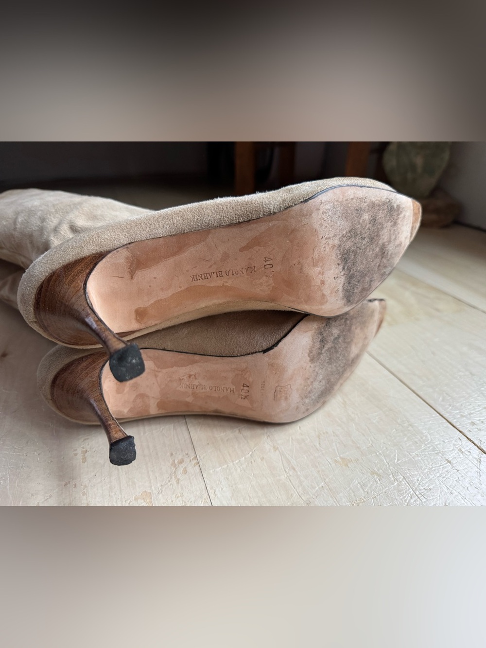 Manolo Blahnik Suede Knee-High Boots - Picture 8 of 12